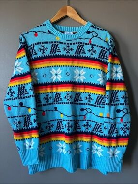 Aldi Unisex Light Blue Holiday Fair Isle Sweater